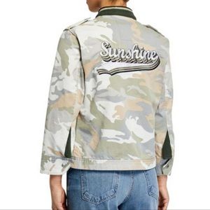 NWT Zadig&Voltaire kavy camo jacket with embroidered “sunshine” along the back